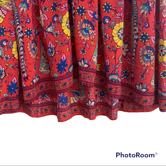 R. Vivimos Floral Peacock Boho Style Short sleeve Dress - Picture 9 of 12